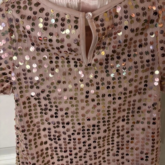 Wonder Nation Girls  Pink Sequin Shift Dress XS 4/5 Short Sleeve Lined - Picture 4 of 6
